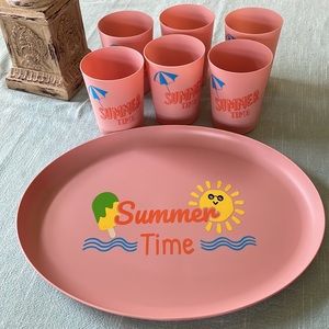 SUMMER FUN Serving Platter with‎ Matching Cups
